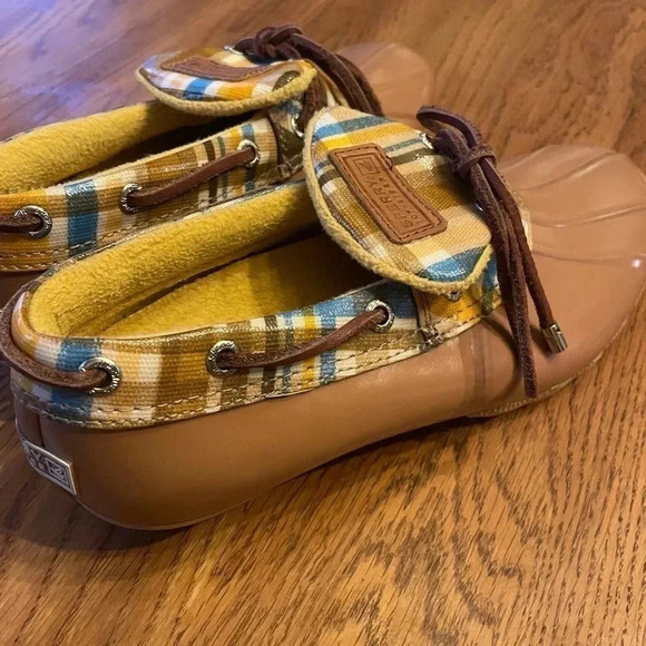 SPERRY for J.Crew Top-Sider Plaid Rubber Leather Duck Boots J10-CH373 Size Bin A - Picture 5 of 8